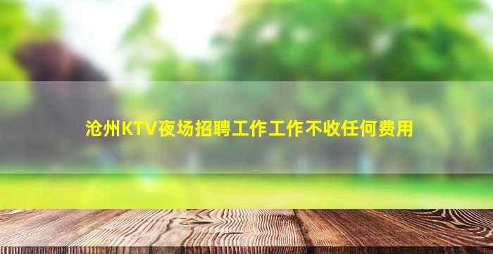 沧州KTV夜场招聘工作工作不收任何费用
